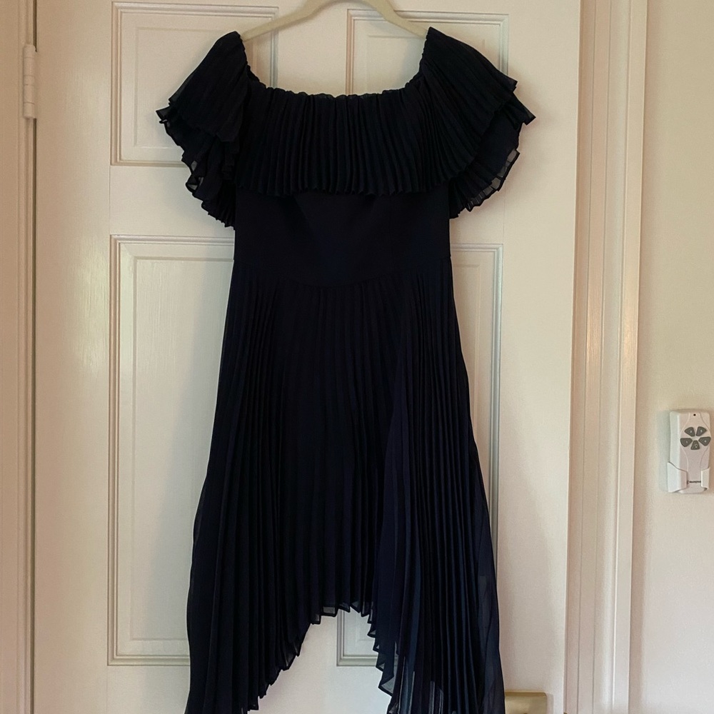 Keepsake the label.  Navy pleated.  NWT size S